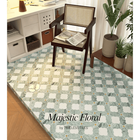 โมเสคหินอ่อน TIMELESS TILES รุ่น MAJESTIC FLORAL 20X20 ซม. สีเขียวอ่อน JADE GREEN_5
